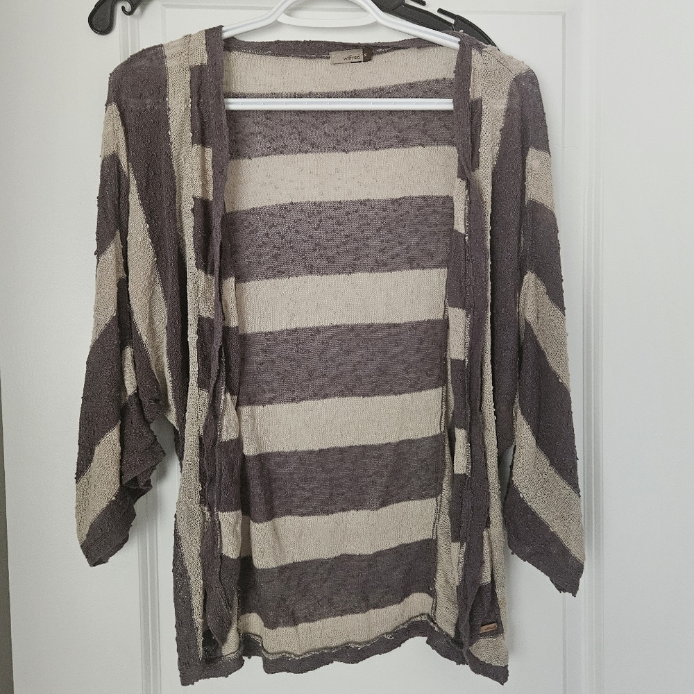 WILFRED open cardigan striped dusty purple/cream size M